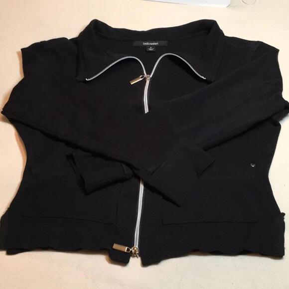 Bellacolori dual zip front black stretch sweatshirt size sm - Picture 7 of 8